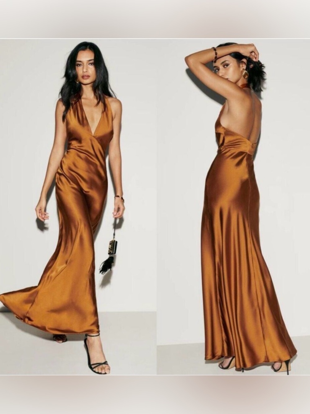 Reformation Petites Daniela Silk Maxi Dress in Copper, Size 8P Retails $398 NWT